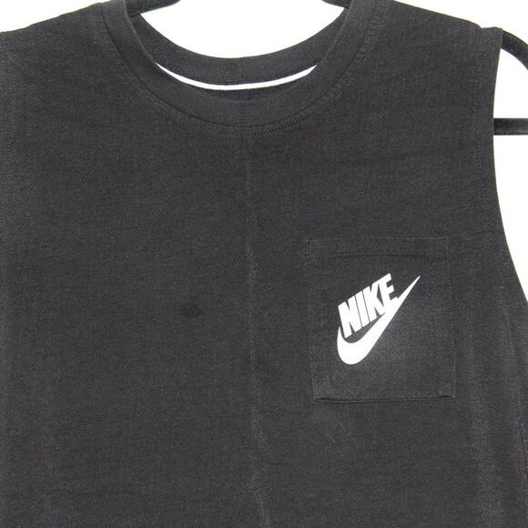 Nike Black Logo Muscle Tee Tank Top w Pocket Large - Picture 2 of 3